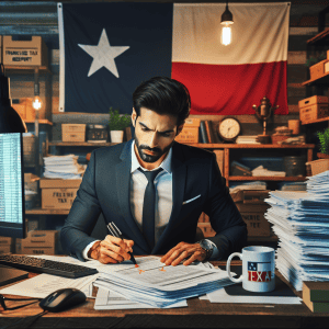 A registered agent making a report on Texas franchise tax for a client's business compliance.