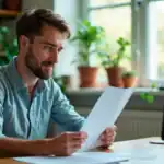 A man at his office desk reviewing Mississippi LLC documents.