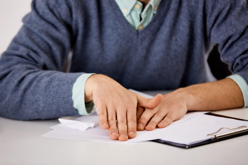 Entrepreneur filling out Wyoming LLC documents.