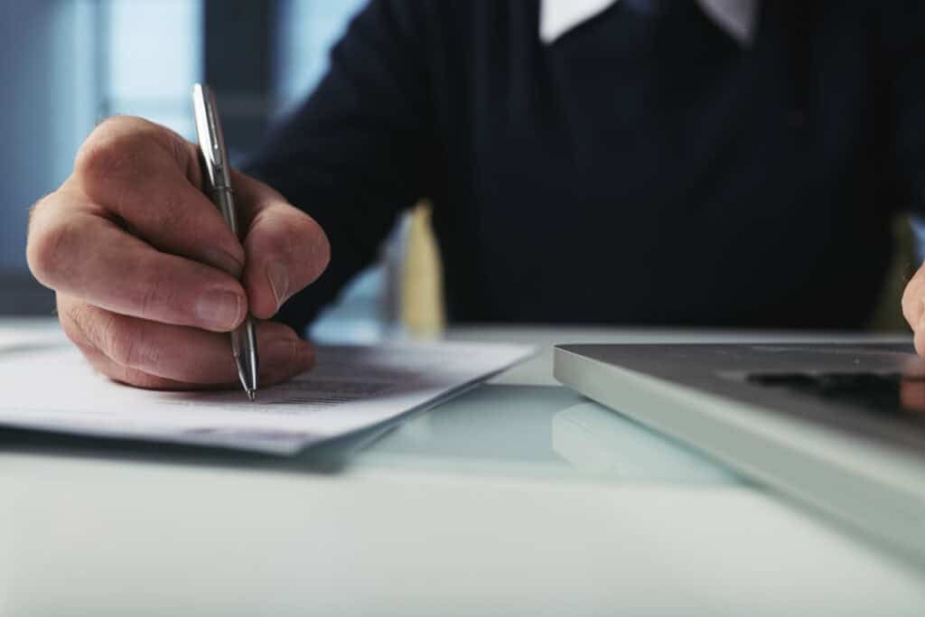 Entrepreneur filing out Missouri LLC documents.