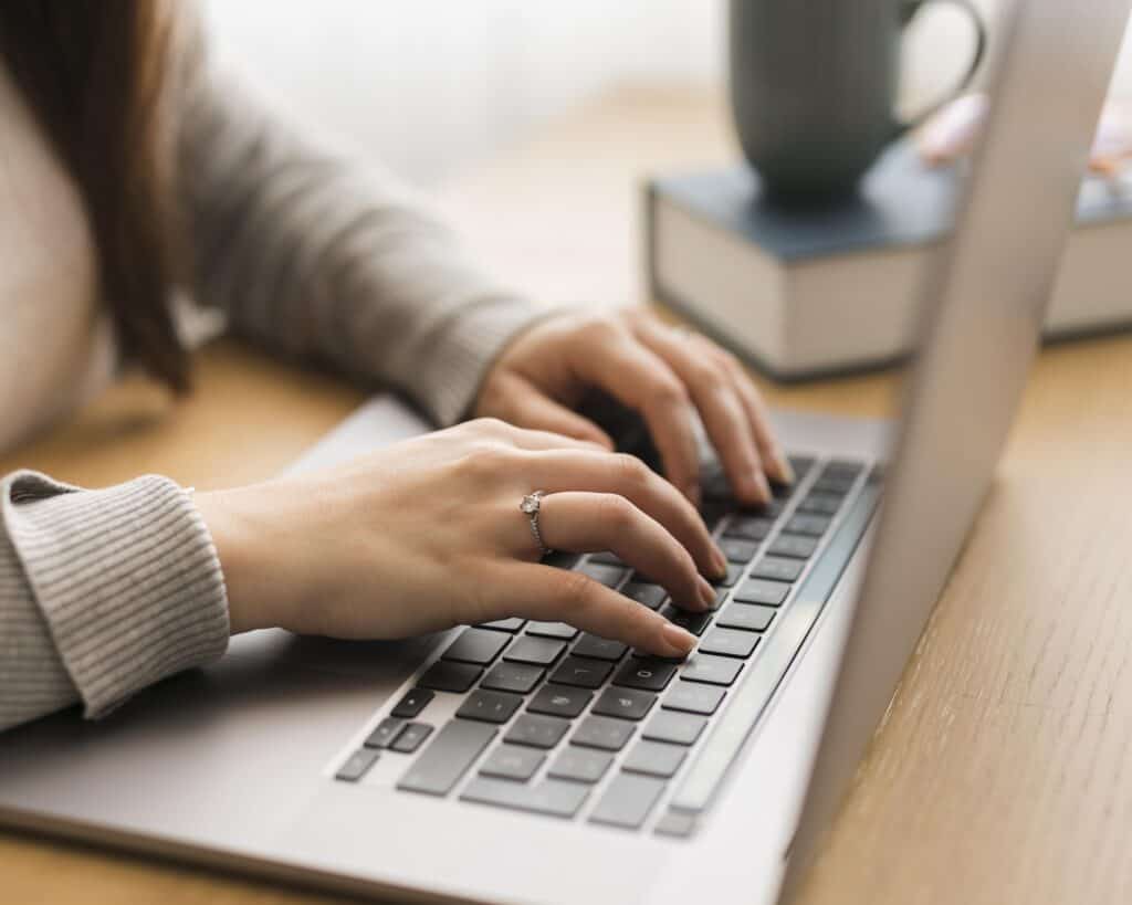 A woman performing the duties of a registered agent.