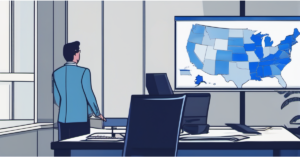 Illustration about remote employees creating multi-state foreign qualification and registered agent needs