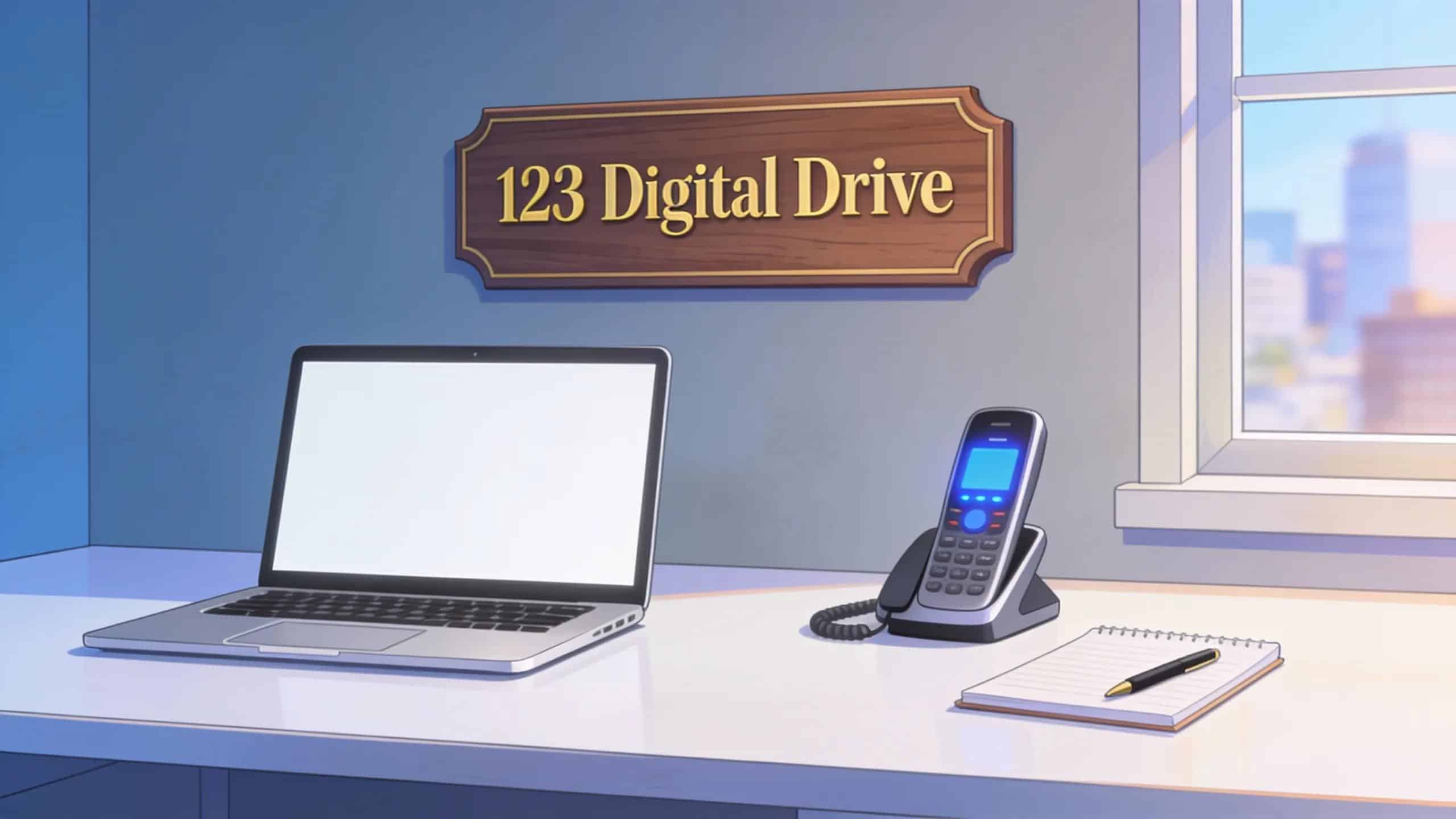 Virtual office setup showcasing tools for enhancing business functionality and professionalism