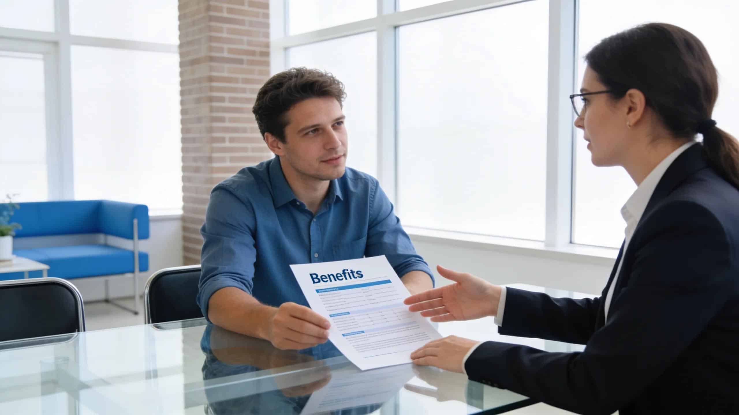 Business owner consulting with a professional registered agent in an office