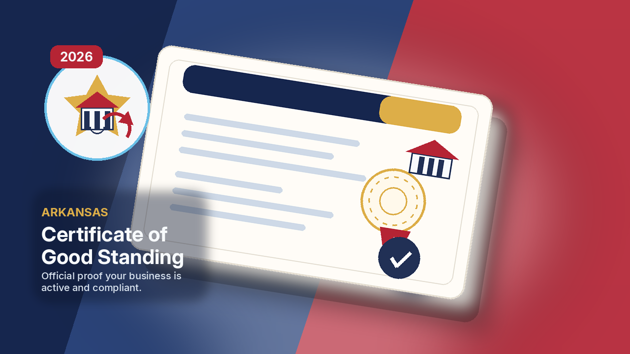 Arkansas Certificate of Good Standing checklist infographic