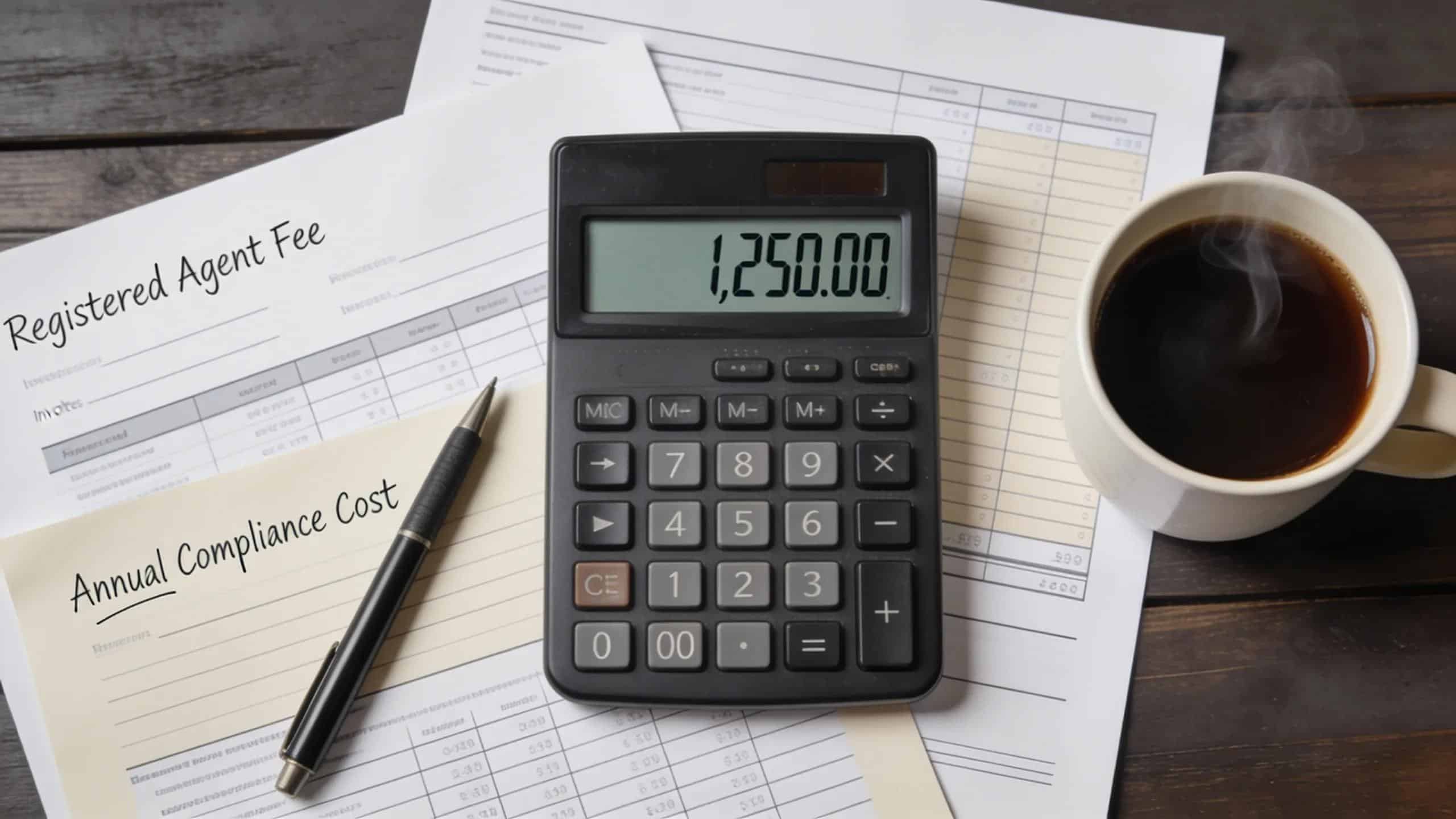 Financial analysis setup with a calculator and documents highlighting cost evaluation