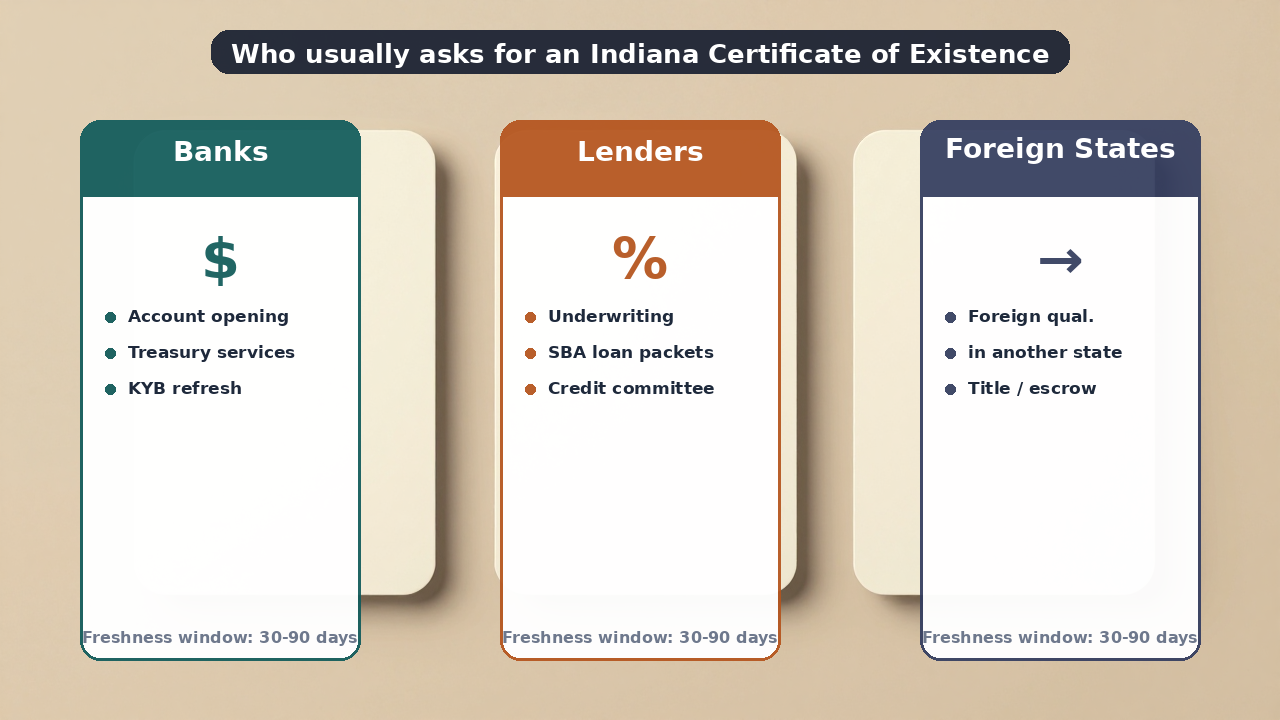 Indiana certificate of existence filing steps