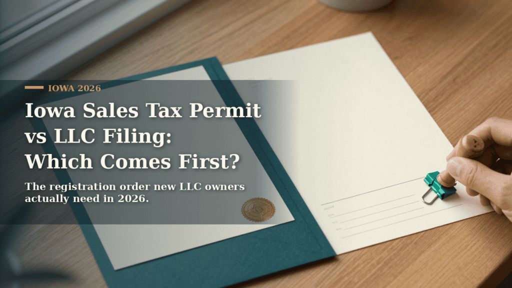 Iowa Sales Tax Permit vs LLC Filing in 2026: Which Registration Comes First?