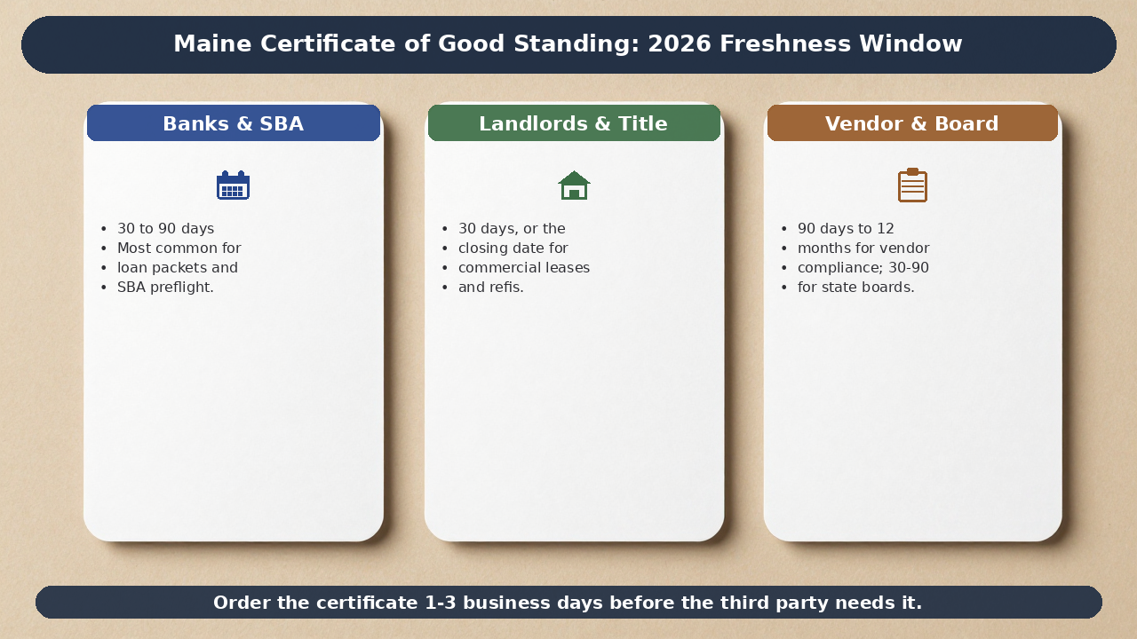 Maine Certificate of Good Standing steps and requirements