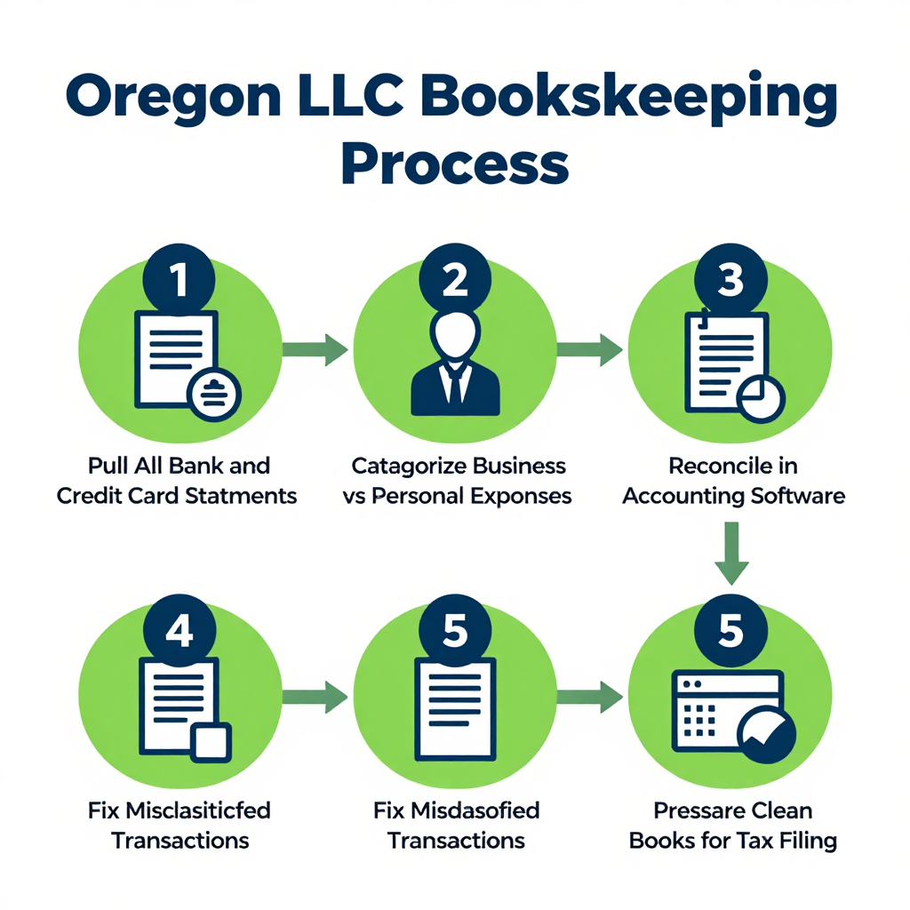 Oregon LLC bookkeeping cleanup steps checklist