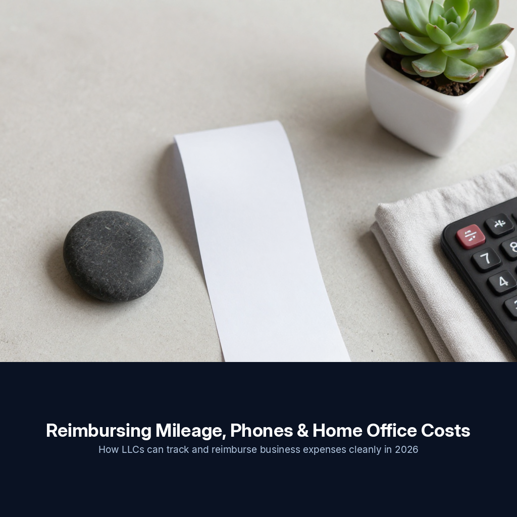 Mileage log, phone expense tracker, and home office deduction checklist
