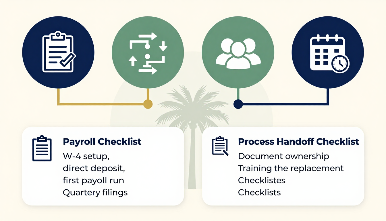 South Carolina first office manager hire workflow infographic